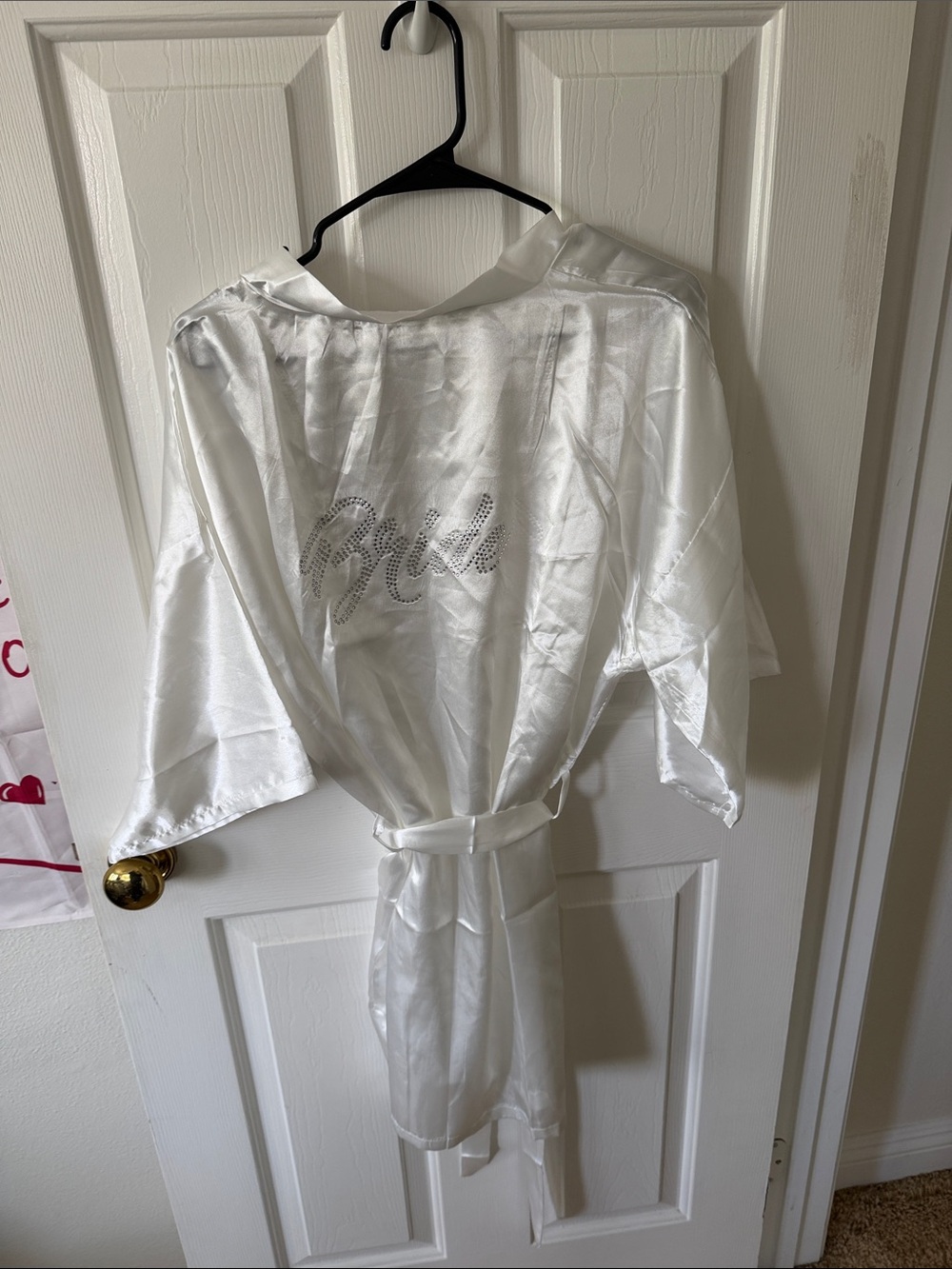 Amazon White Satin 'Bride' Crystal Script Robe